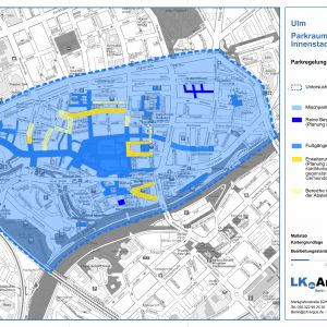 Kartenentwurf des geplantes Parkraummanagement in der Innenstadt