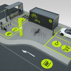 Visualisierung einer Mobiliäts-Station aus der Vogelperspektive