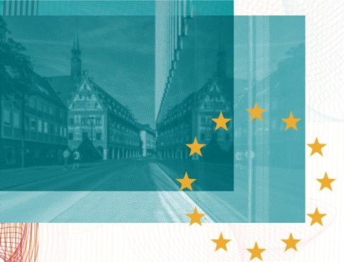 Ulm mit den Sternen, die auf der EU-Fahne zu sehen sind